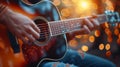 Person Playing Guitar Close Up Royalty Free Stock Photo