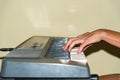 person playing with his hands the keys of a professional piano Royalty Free Stock Photo