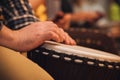 Person playing on Jambe Drum no face Royalty Free Stock Photo