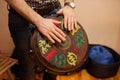 Person playing on Jambe Drum no face Royalty Free Stock Photo