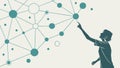 Person Pointing to an Abstract Network, Symbolizing Data and Connection, vector design Generative AI Royalty Free Stock Photo