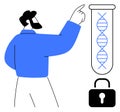 Scientist analyzing genetic data with focus on security and DNA innovation Royalty Free Stock Photo
