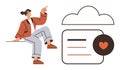Person Pointing Towards Cloud with Heart Symbol and Document for Digital Data Sharing Concept Royalty Free Stock Photo