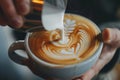 Person Pouring Milk Into Cup of Coffee Royalty Free Stock Photo