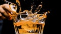 A person pouring orange juice into a glass of water, AI