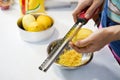 Person preparing food on table