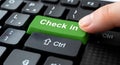 A person pressing a green check in button on a keyboard with the ctrl key visible Royalty Free Stock Photo