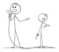 Person or Public Conference Speaker Speaking to Microphone Too Long, Vector Cartoon Stick Figure Illustration