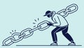 Person Pulling Broken Chain, Effort in Overcoming Adversity, vector design Generative AI Royalty Free Stock Photo
