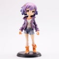 Purple-haired Anime Character Figurine With Jeans And Orange