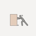 person pushes box hard 2 colored line icon. Simple colored element illustration. person pushes box hard outline symbol design from