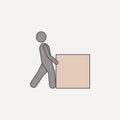 person pushes box hard 2 colored line icon. Simple colored element illustration. person pushes box hard outline symbol design from