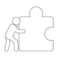 person pushing puzzle piece icon Royalty Free Stock Photo