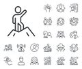 Leadership line icon. Person raised his hand sign. Specialist, doctor and job competition. Vector