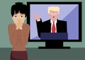 person reacted to donald trump victory, vector cartoon illustrat