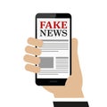Person reads fake news on the smartphone