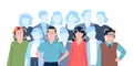 Person recognition in crowd on face. Digital security technologies, public space safety concept. Modern authentication