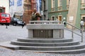 A person refreshing in the city fountain, Brno, Czechia