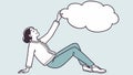 Person relaxing on a cloud, symbolizing dreams and peace of mind, vector design Generative AI Royalty Free Stock Photo