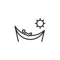 Person relaxing on hammock icon Outline vector for web ui