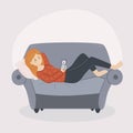Person relaxing at home illustration Vector illustration