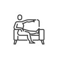 Person relaxing on sofa line icon