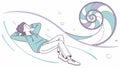 Person relaxing in spiral shape, mindfulness and relaxation vector design Generative AI