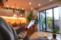 A person remotely monitoring their home through a smart device