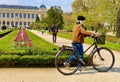 person riding a bike in the park in April