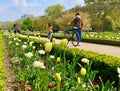 person riding a bike in the park in April