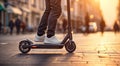 A person riding an electric scooter