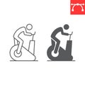 Person riding exercise bike line and glyph icon Royalty Free Stock Photo