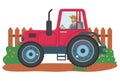 Man Driving Tractor Agriculture and Farming Vector