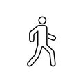 Person Run Line Icon. Man Walking Way Linear Pictogram. Walker Human on Road Outline Icon. Pedestrian Walk on Street
