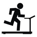 Person run on treadmill, black silhouette, vector icon
