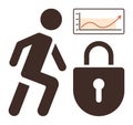 Person Running Near Padlock with Analytics Chart Highlighting Data Security and Access Control Royalty Free Stock Photo