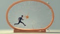 A person running on a hamster wheel, representing the feeling of being stuck in a cycle of overwork and lack of time for Royalty Free Stock Photo