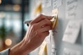 Task List Planning with Sticky Notes and Pen on a Whiteboard in Modern Royalty Free Stock Photo