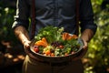 Man Holding Bowl of Fresh Assorted Vegetables