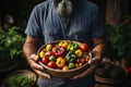 Man Holding Bowl of Fresh Assorted Vegetables