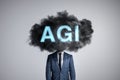 A Person's Head Covered in a Dark Cloud Labeled AGI