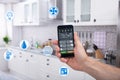 Person`s Using Smart Home System Application Royalty Free Stock Photo