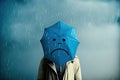 sad person standing in the rain on blue monday, the most depressing day of the year - generative AI