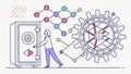 Person with safe and gears, security technology mechanism vector design Generative AI Royalty Free Stock Photo
