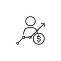 Person Salary growth outline icon