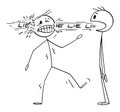 Person Saying Lie That Hurts, Vector Cartoon Stick Figure Illustration