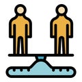 Person scales comparison icon color outline vector