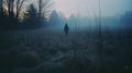 Eerie Dusk A Melancholic Man In A Field