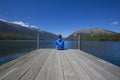 Person seated at Nelson lakes Pontoon