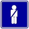 person seated using a seat belt vector sign